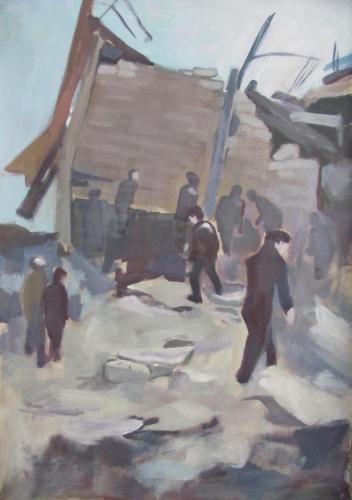 Flucht-04-Syrisches-Krankenhaus-2016-Acryl-auf-Papier-100x70cm