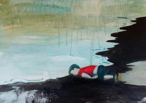 Flucht-11-ohne-Titel-2017-Acryl-auf-Papier-95x125cm