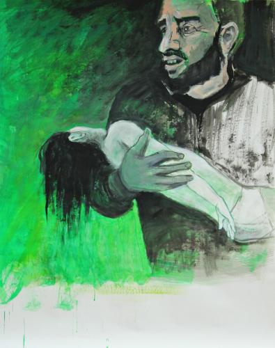 Flucht-12-Giftgas-2017-Acryl-auf-Papier-150x119cm