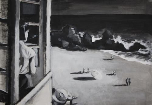 Les-vacances-de-monsieur-hulot-2-2015-Acryl-auf-Papier-50x70cm