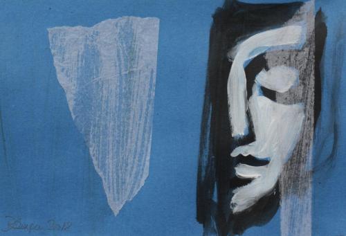 08 o T-2018- Acryl-und-Seidenpapier-auf-Karton-12x17cm-Privatbesitz
