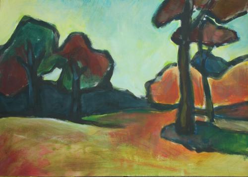 Landschaft, 2016, Acryl auf Papier, 50x70